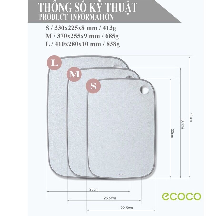 Thớt lúa mạch kháng khuẩn cao cấp Ecoco - ECOCO 1805