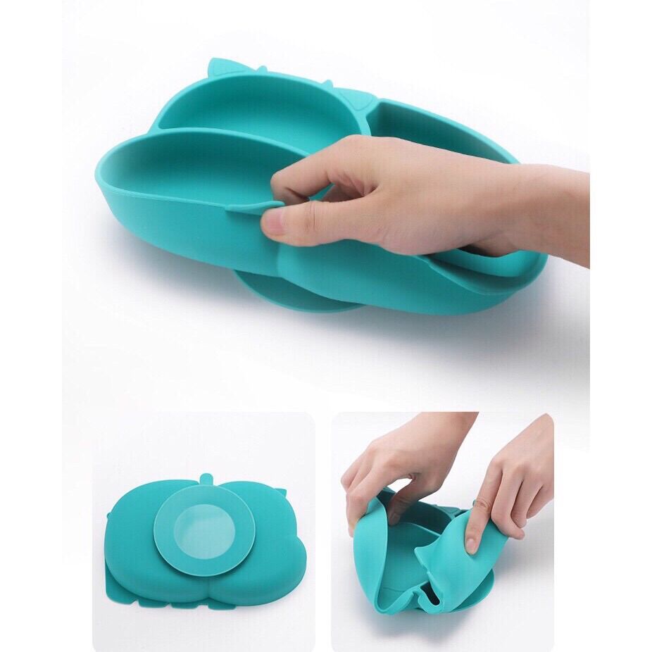 Khay ăn dặm silicon hình bò cho bé