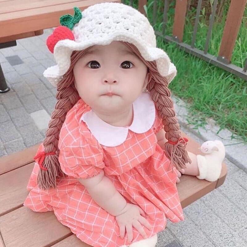 Nón cherry tóc bím cho bé