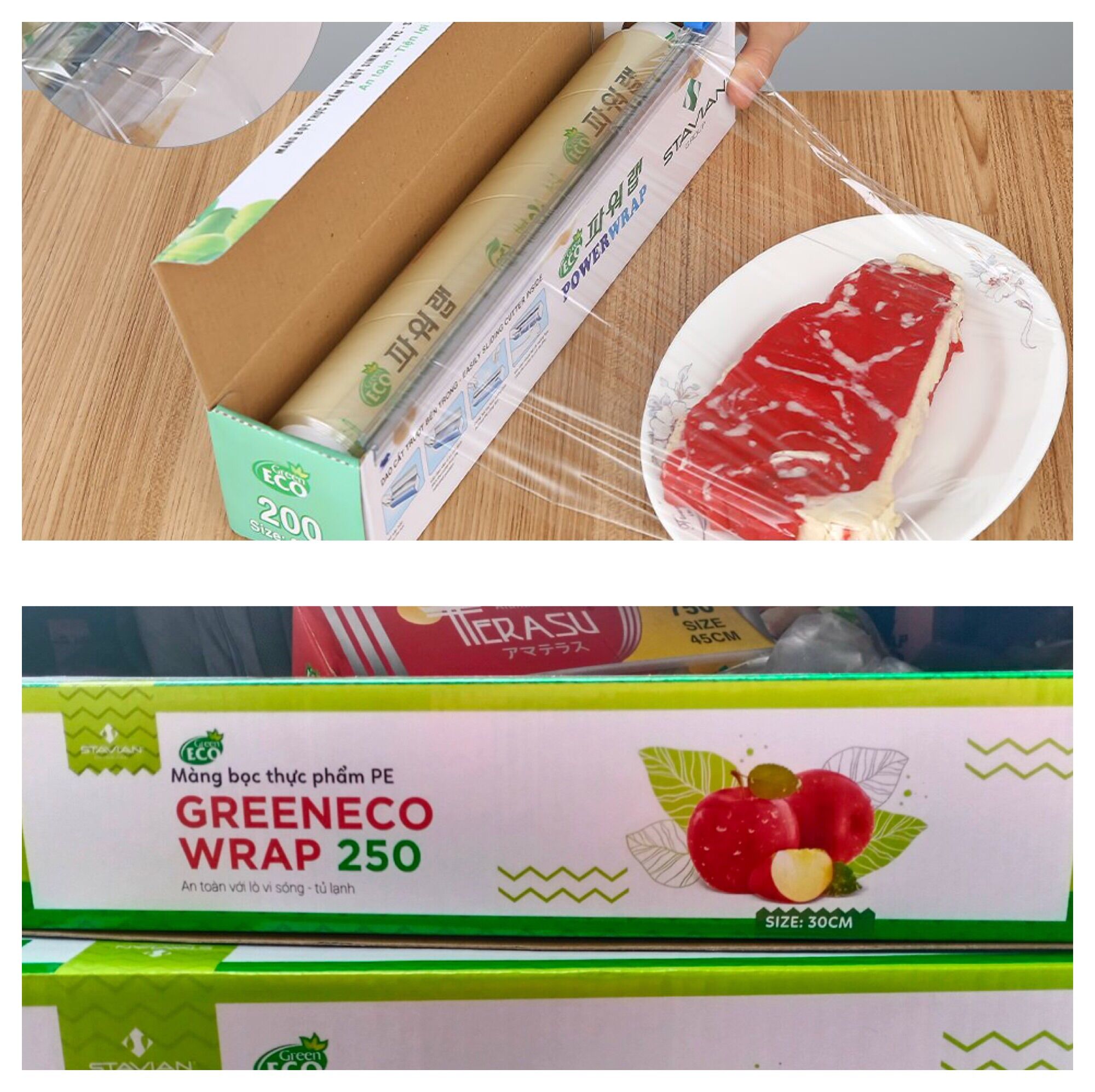 Combo 2 Cuộn màng bọc thực phẩm Green Eco 30cm*75M