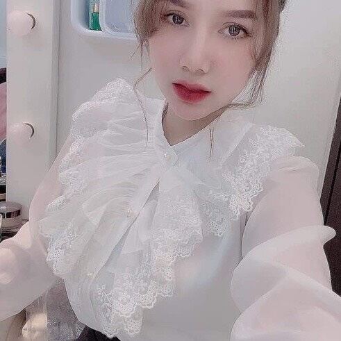 Áo sơ mi voan cổ bèo tiểu thư