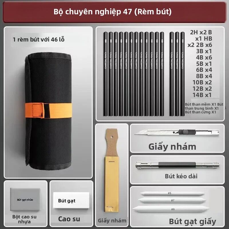Bộ Bút Chì Và Bút Vẽ Phác Thảo Dành Cho Học Sinh Bộ Dụng Cụ Vẽ Tranh Với Bút HB Và Hộp Đựng Thiết Kế Dạng Rèm