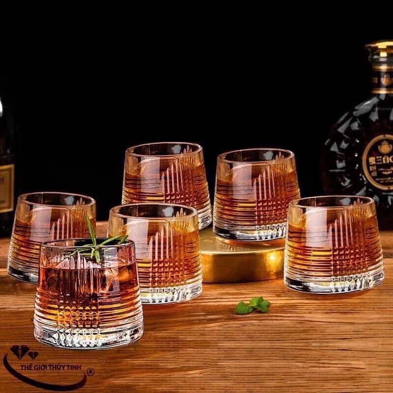 Bộ 6 cốc thủy tinh xoay Rock Deli siêu đẹp