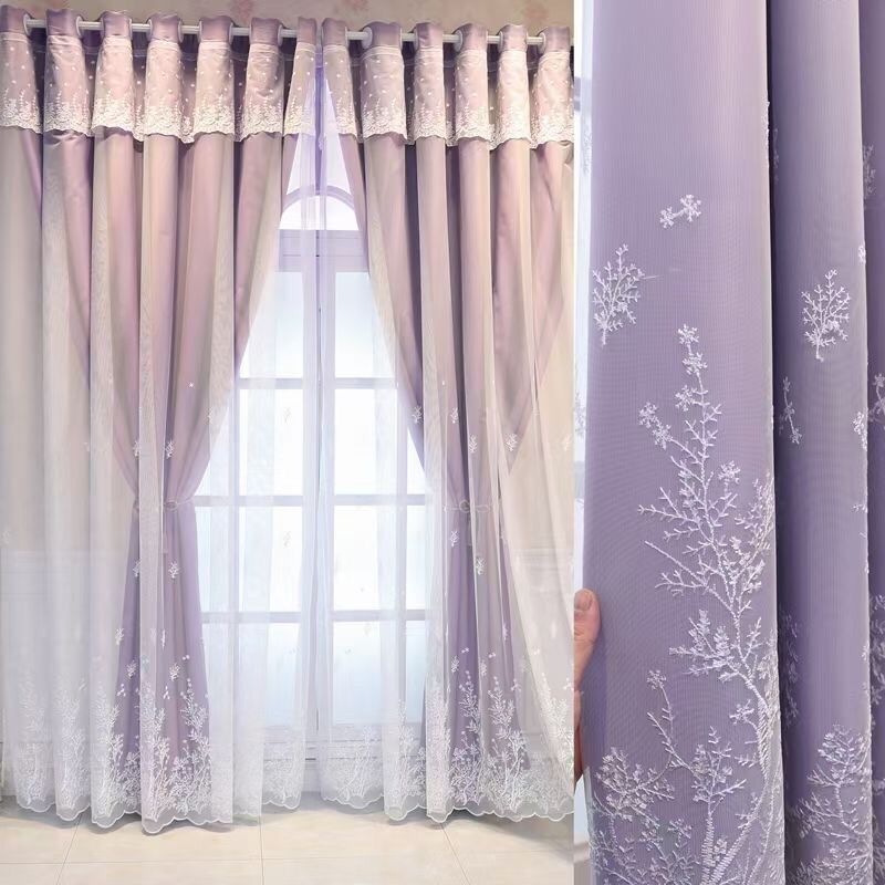 Vải rèm voan thêu chân