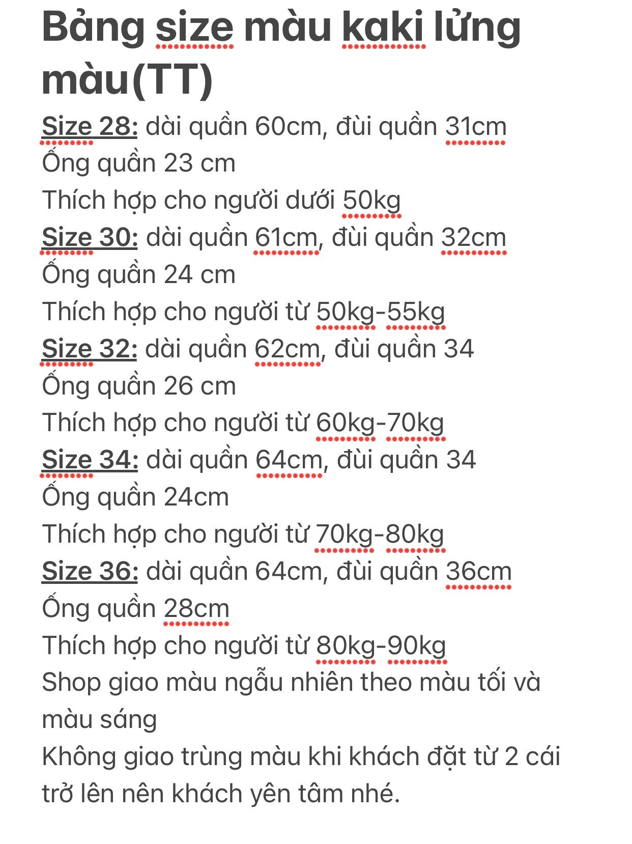 QUẦN KAKI LỬNG MÀU (Giao màu ngẫu nhiên)