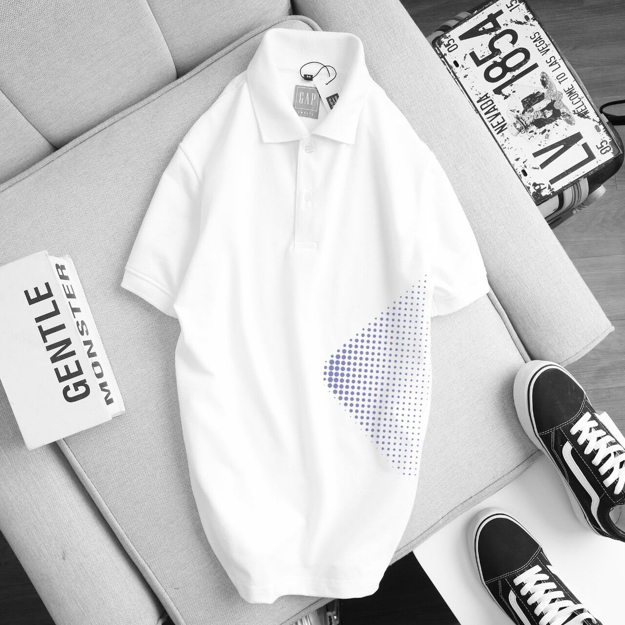 Áo thun nam có cổ ngắn tay polo thun cá sấu cotton 4 chiều trắng