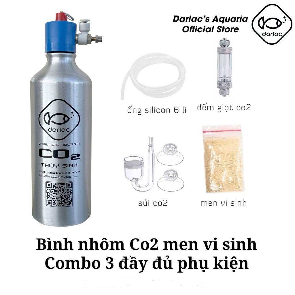 Bình co2 nhôm - bình co2 thủy sinh chế đầy đủ phụ kiện - aluminum co2 darlac's aquria diy