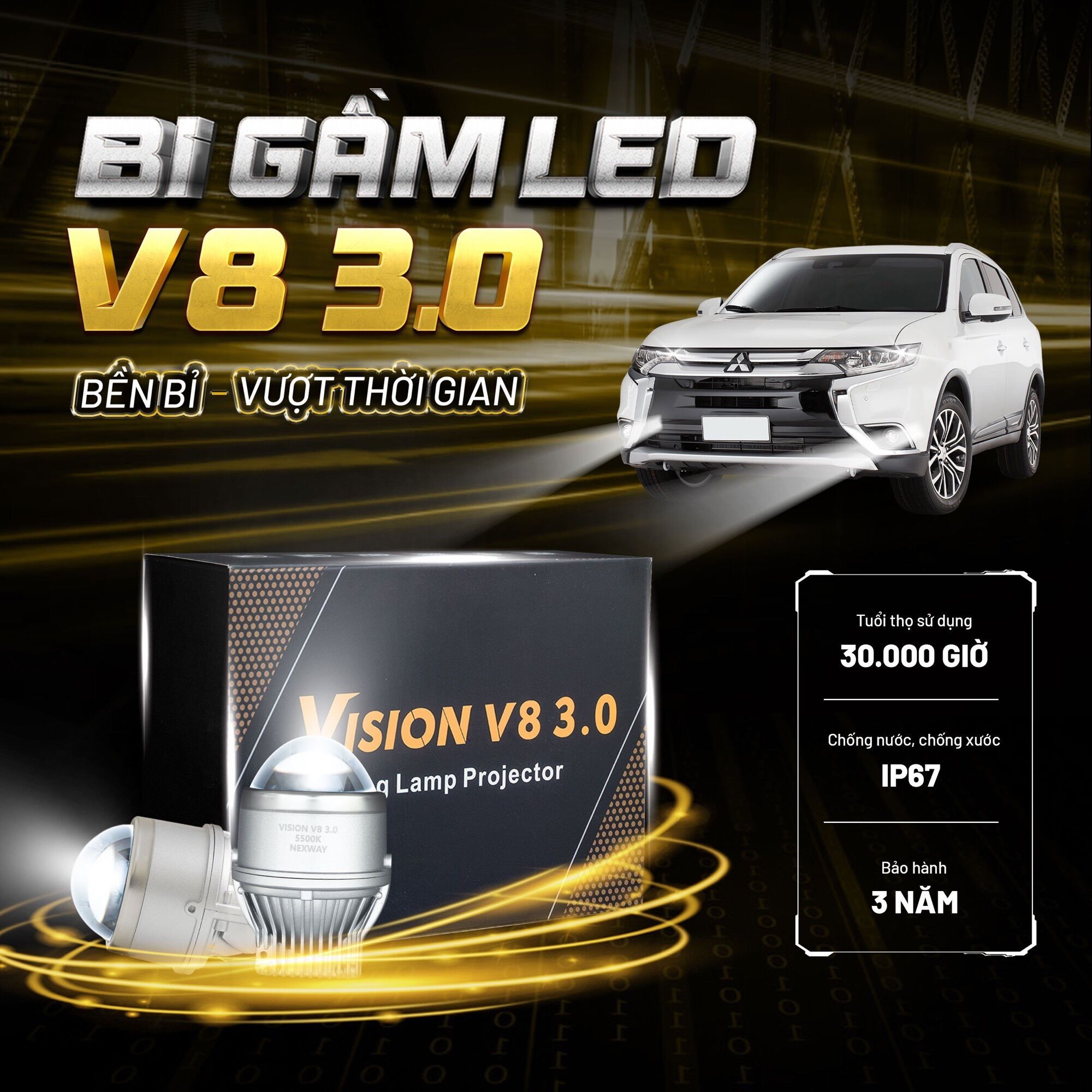 Bi led gầm vision v8 3.0