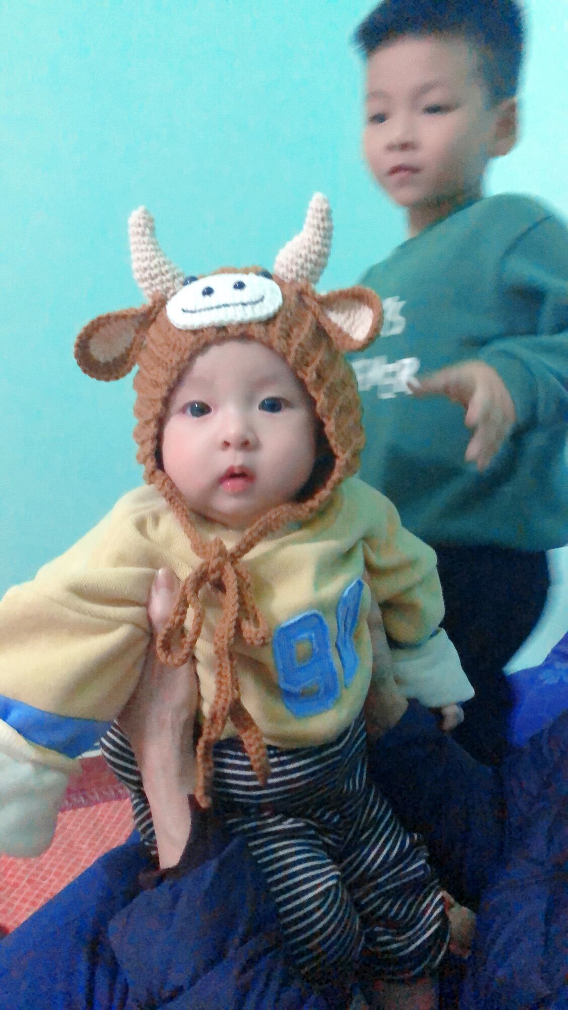 Mũ len cho bé set mũ trâu bonnet cho bé trai