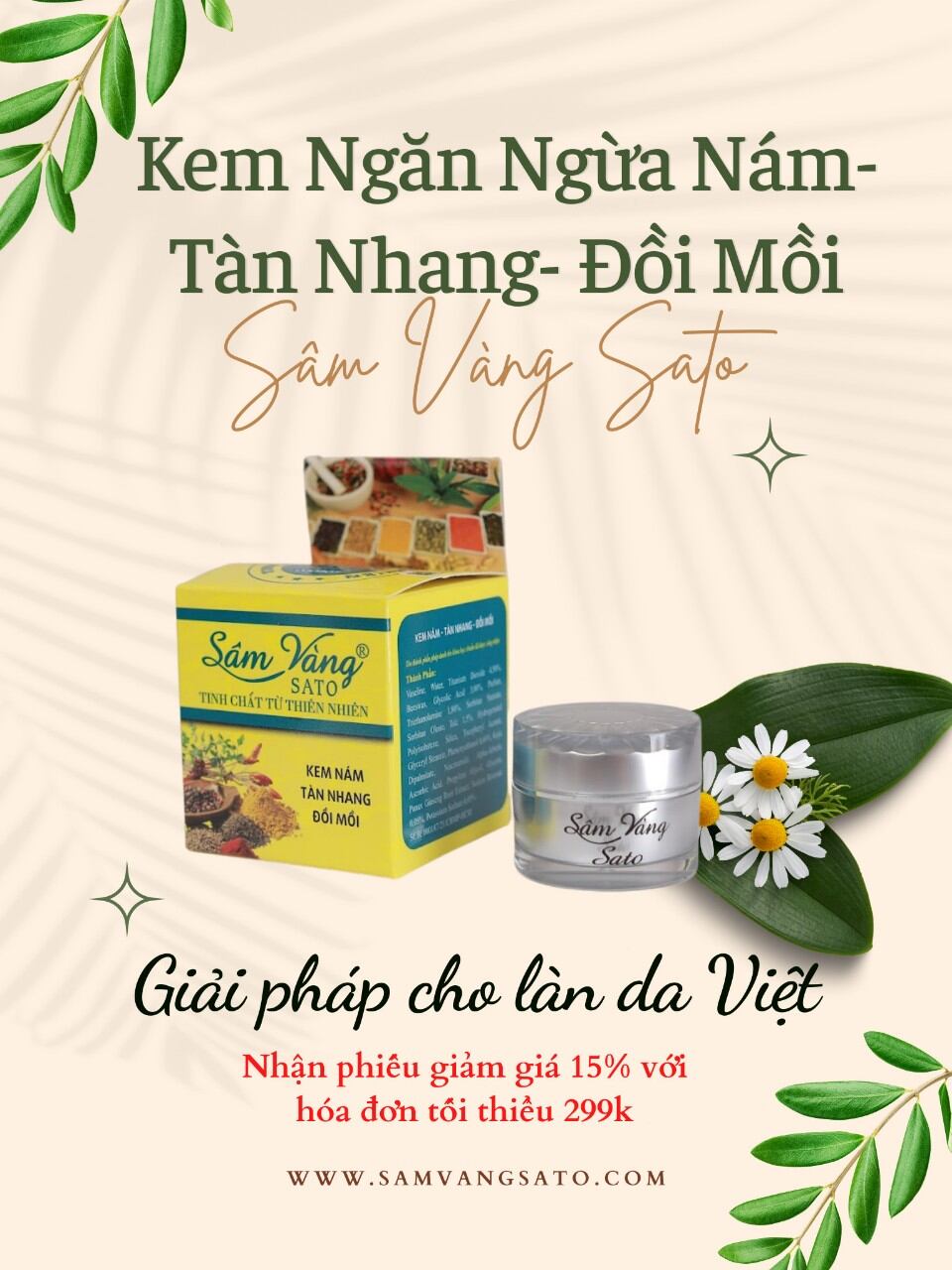 Kem nám sâm vàng sato thảo dược Đông y