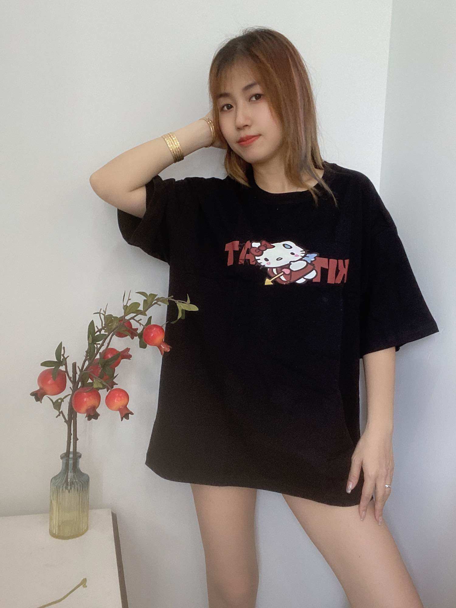 Áo phông from rộng thun cotton hoạt hình free size