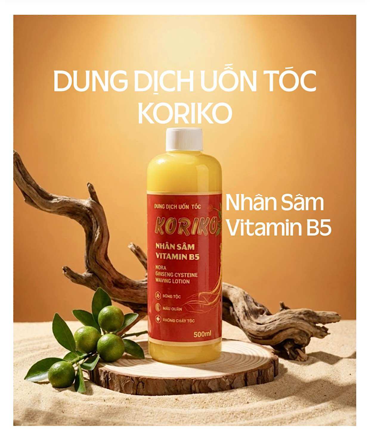 DUNG DỊCH THUỐC UỐN TÓC KORIKO NHÂN SÂM VITAMIN B5 MAU QUĂN BÓNG KHÔNG CHÁY TÓC 500ML