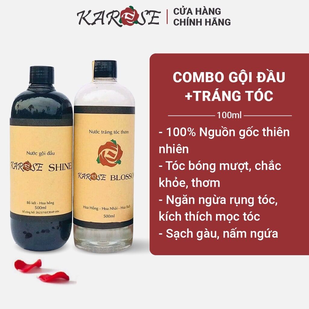 Combo nước gội đầu + tráng tóc karose