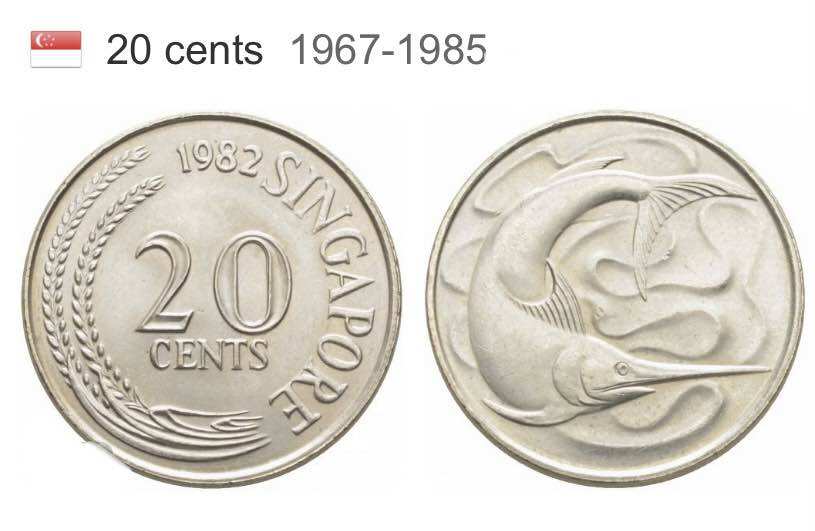Đồng xu 20 cents của singapore 1967 - 1985