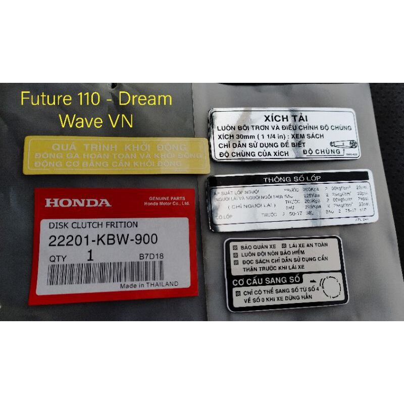 Tem Thông Số - Tem Hộp Xích Dream, Wave, Future (XB1.)