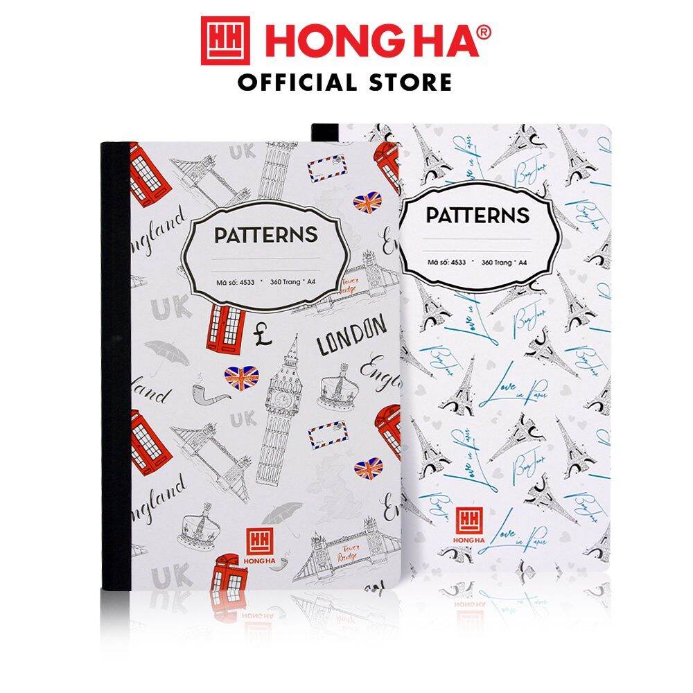 Sổ bìa bồi kẻ ngang Patterns Hồng Hà 360 trang định lượng 58gsm