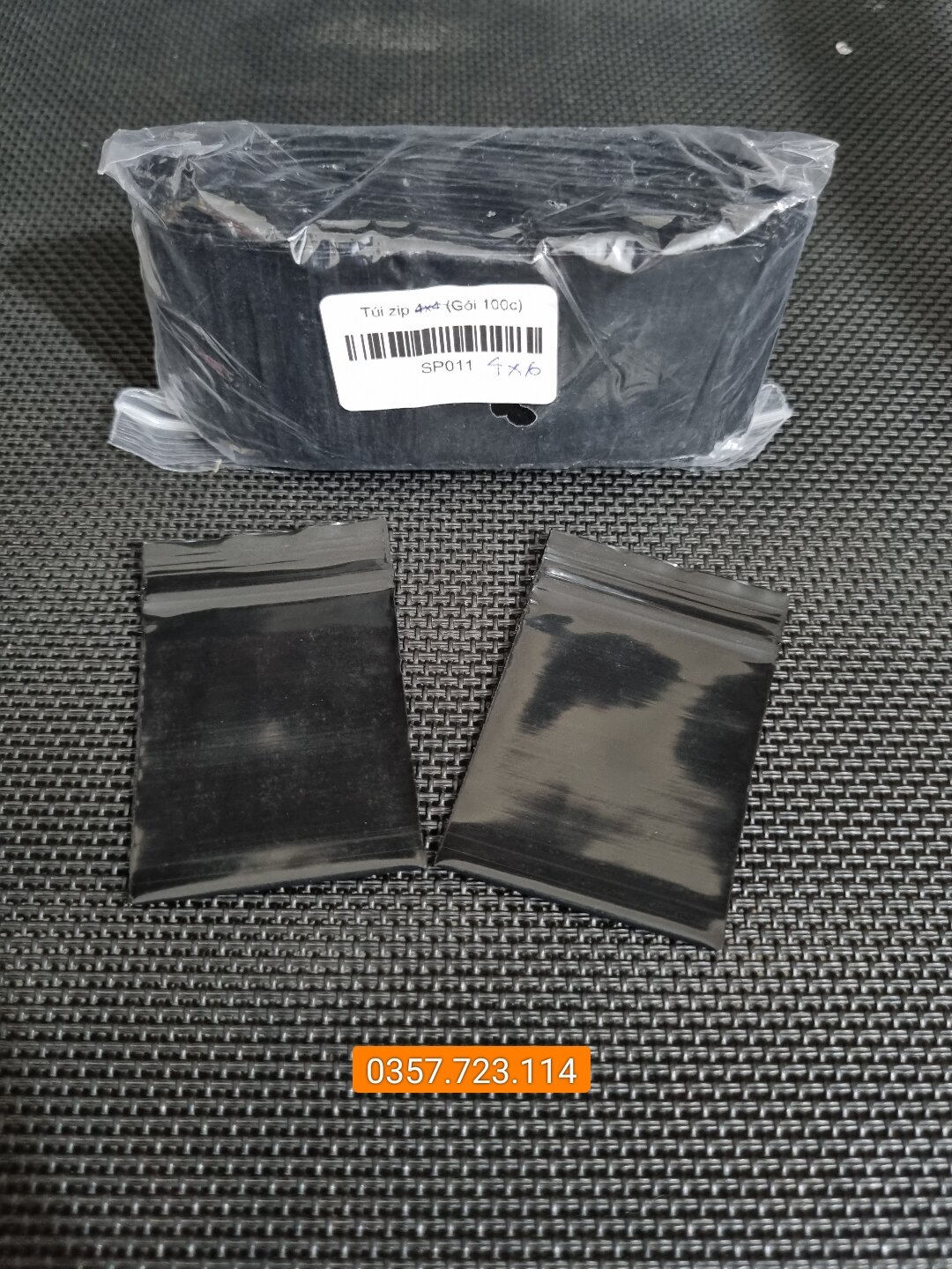 Gói 100c túi zip 2 mặt đen chọn size