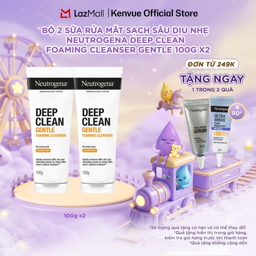 Combo Sữa rửa mặt Sạch Sâu Lành Tính Neutrogena Deep Clean Gentle Foaming Cleanser 100g x2