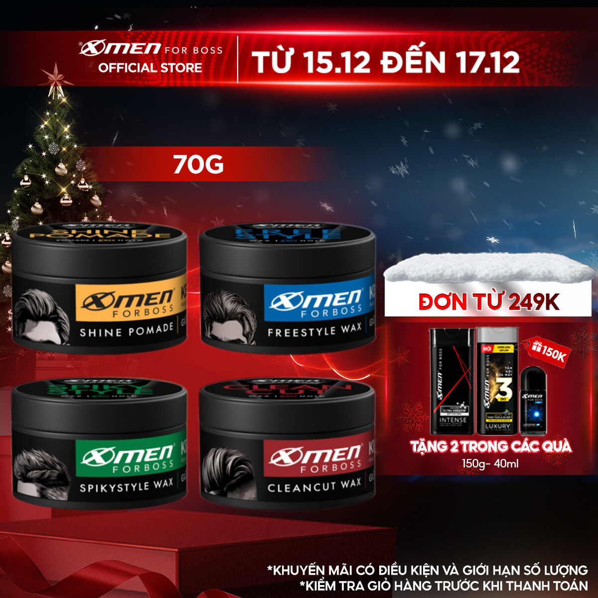 MỚI Sáp vuốt tóc nam Wax Pomade Xmen for Boss 70g - Giữ nếp 8H với Keratin giúp tóc chắc khỏe