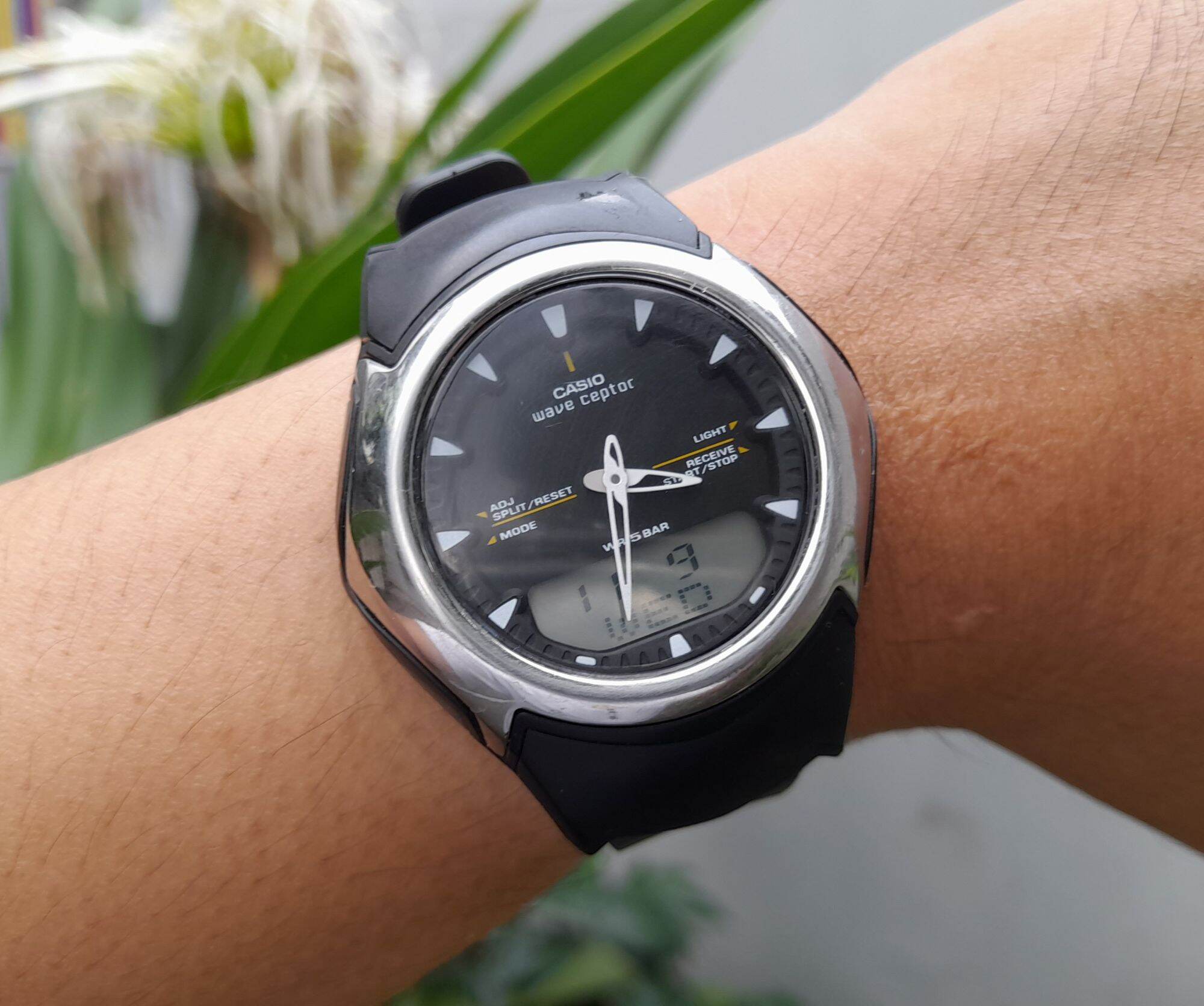Casio waveceptor WVA-104H màu đen, chạy 2 náy, các chức năng đều ok