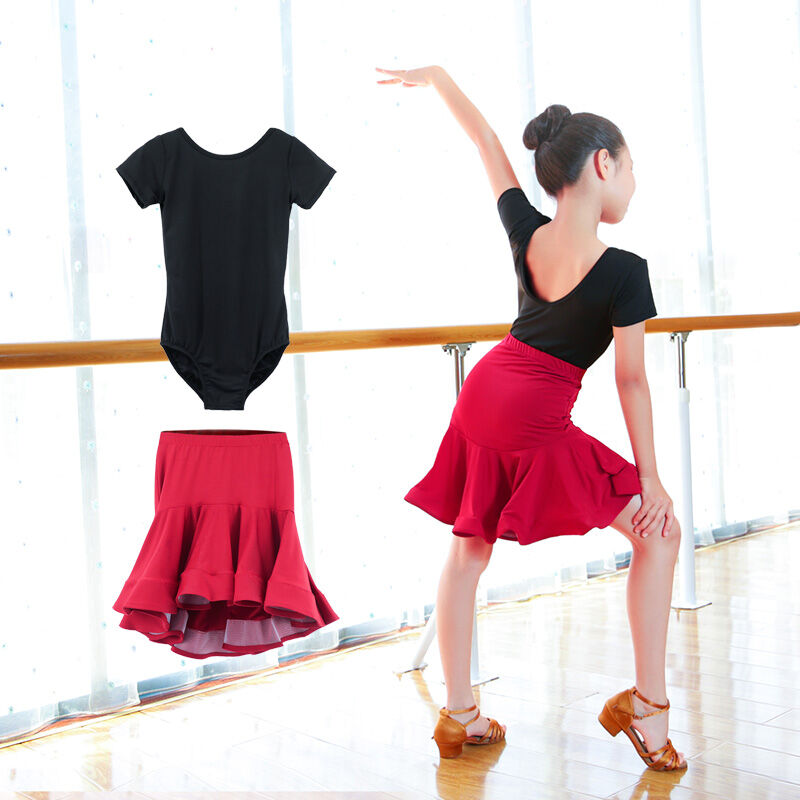 Bộ Trang Phục Khiêu Vũ Latinh Váy Khiêu Vũ Latinh Xuân Hè Trẻ Em Trang Phục Khiêu Vũ Tay Ngắn Bé Gái Trang Phục Luyện Công Trang Phục Biểu Diễn Latinh