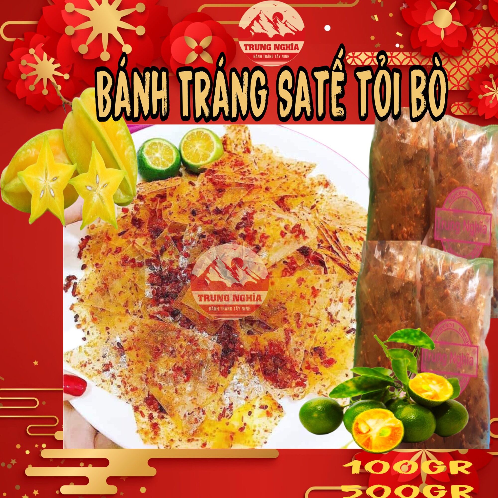 [100g]Bánh Tráng Sate Tỏi Bò Cay. Trung Nghĩa