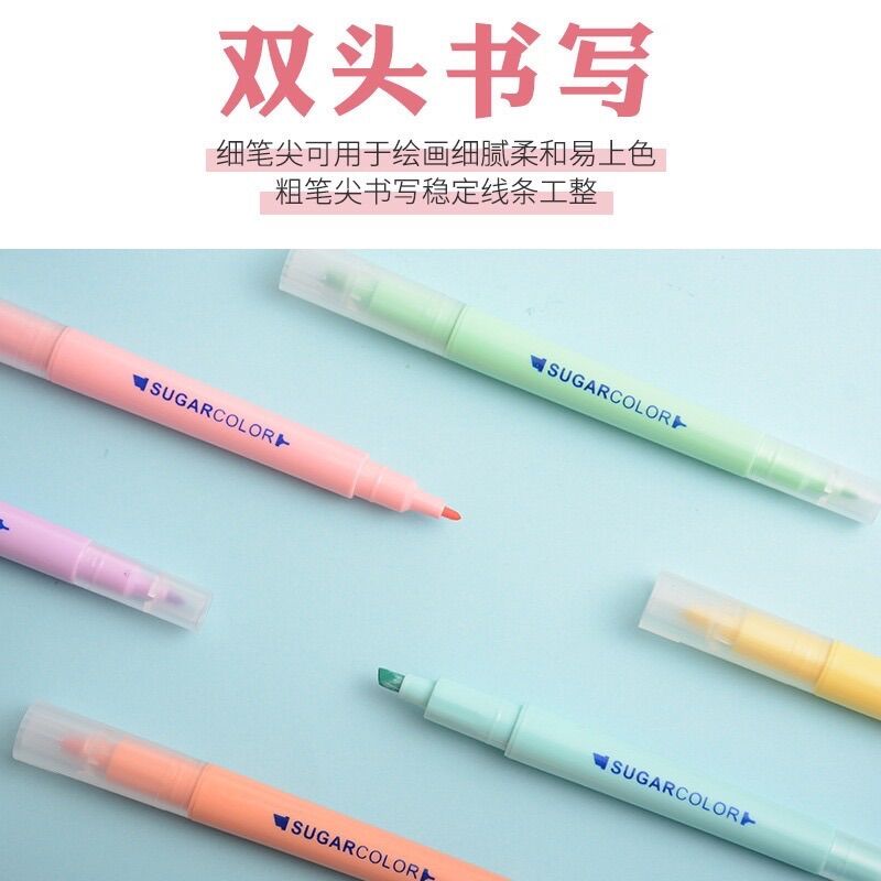 SET 6 Bút đủ màu highlight 2 đầu dạ quang B8.