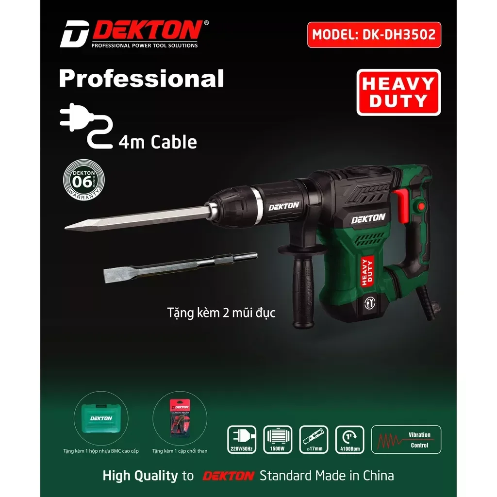 Máy chuyên đục 17ly giảm rung dekton dk-dh3502 hàng chính hãng