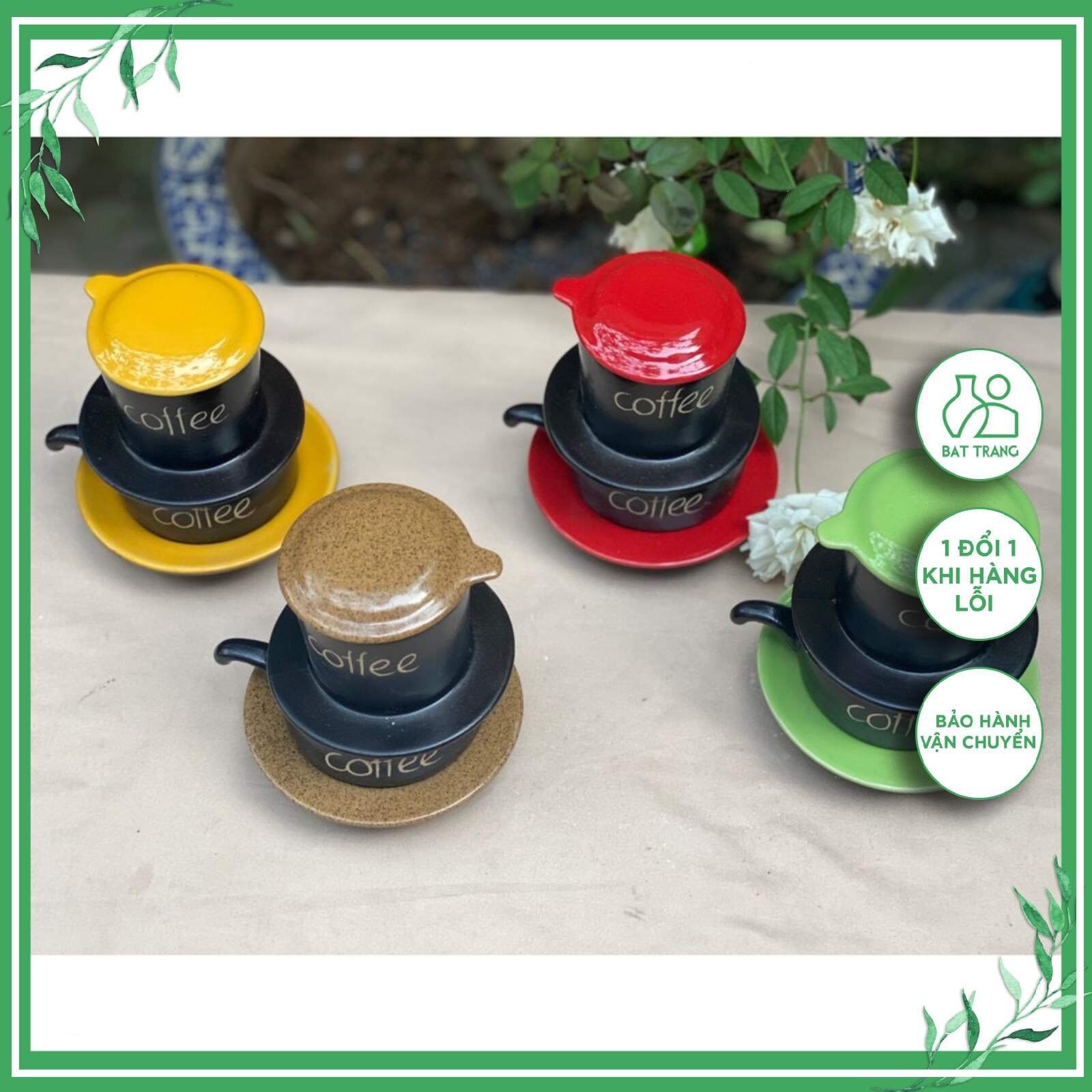 Bộ phin pha cà phê Phin sứ pha cafe cao cấp Bát Tràng 5 chi tiết