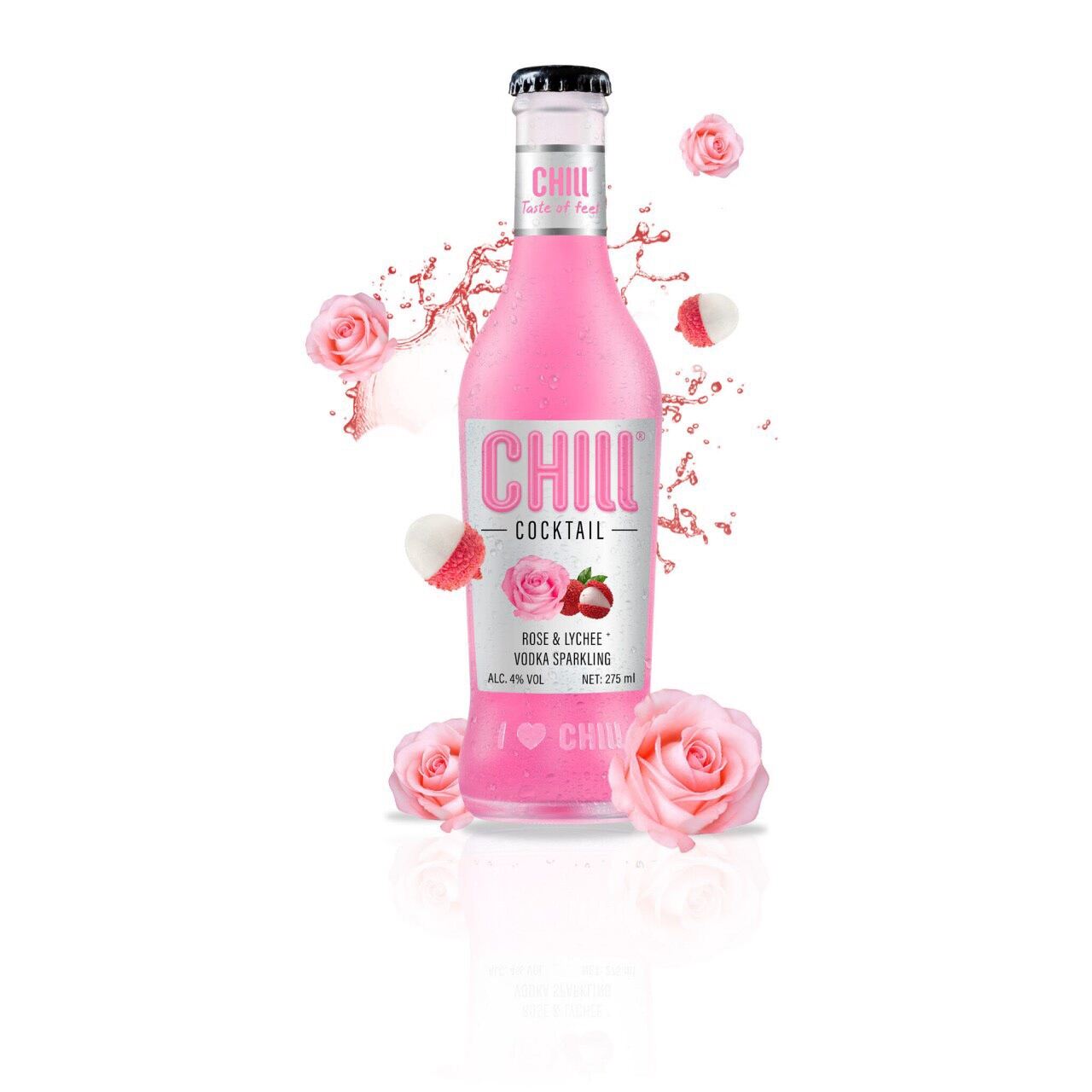 CHILL Cocktail Rose & Lychee Vodka 4% 275ml - Vị hoa hồng & Vải