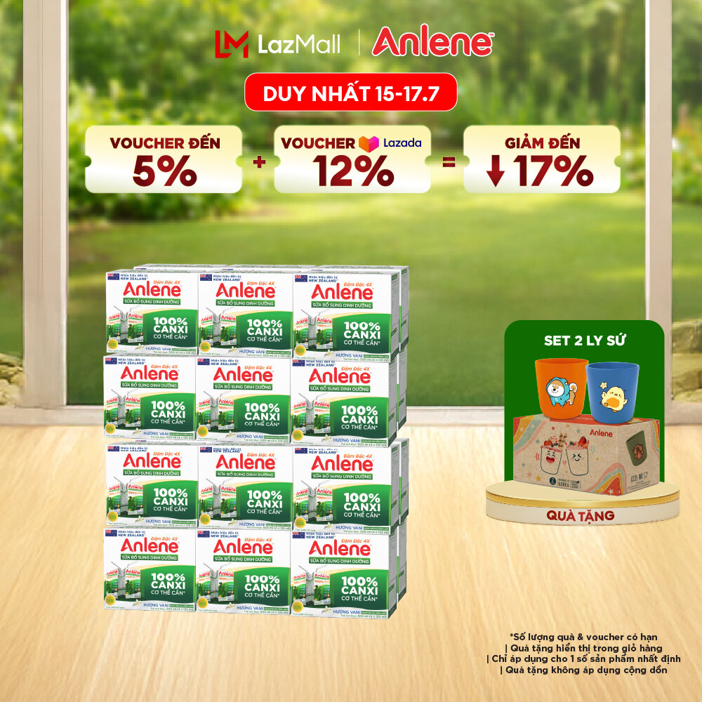 [Voucher giảm đến 26%]Combo 2 Thùng Sữa Nước Anlene Hương Vani Đậm Đặc Ít Béo 110Ml