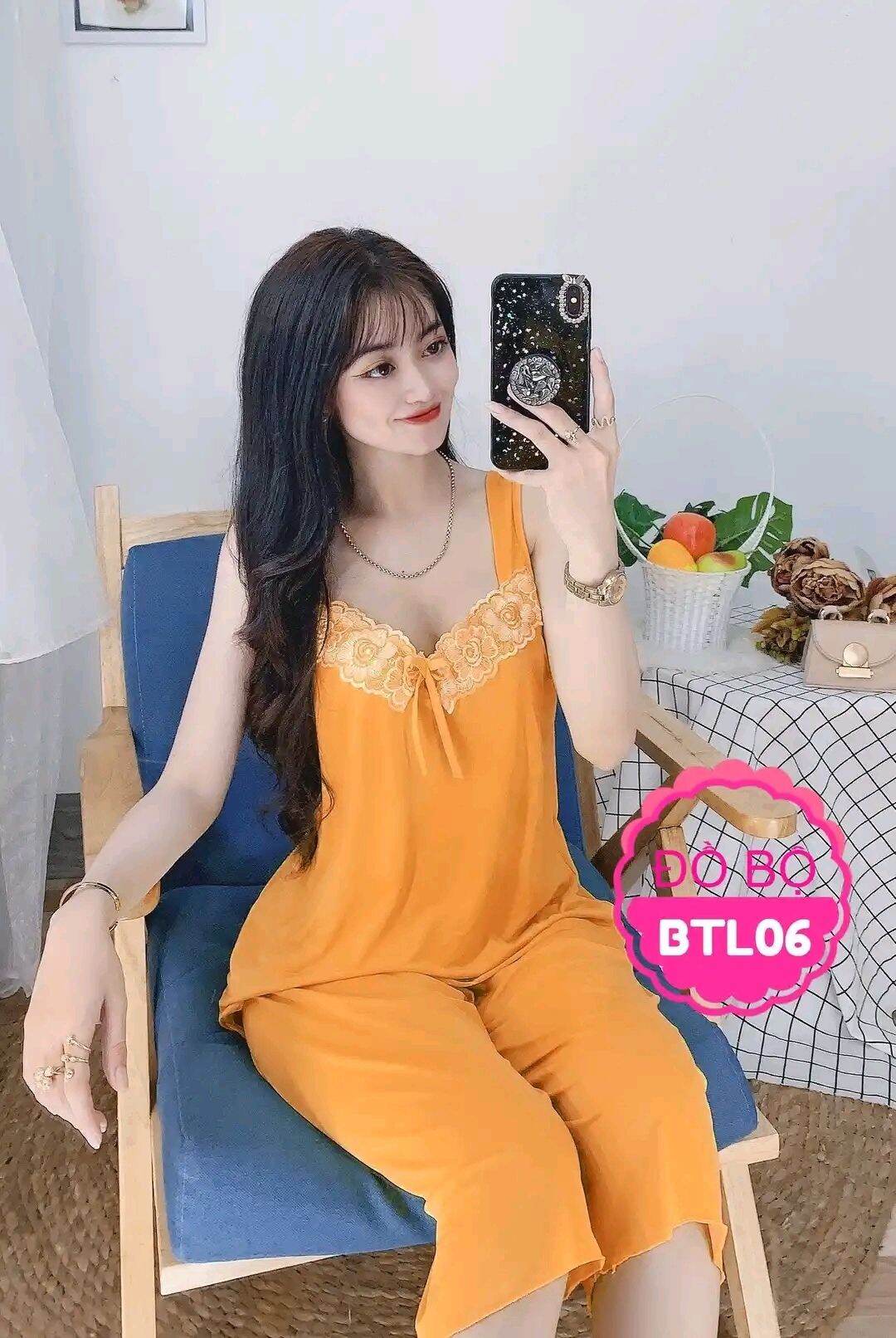Đồ bộ lửng mặc ngủ thun lạnh mềm mại phối ren nhiều màu