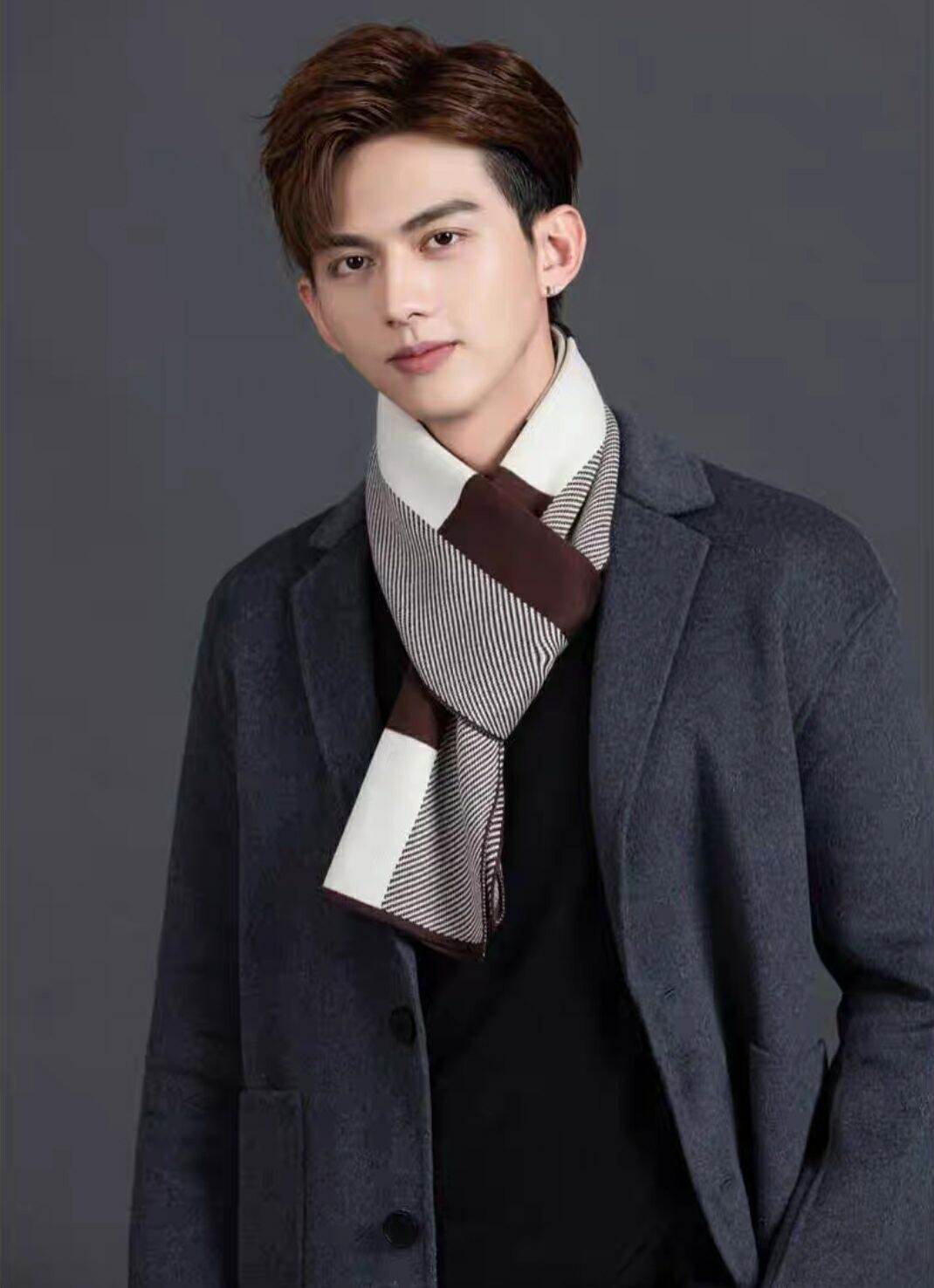 Khăn choàng nam len lông cừu cao cấp thời trang Hàn Quốc