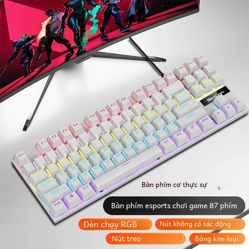 Bàn phím cơ có dây Skylion K87 với 20 tùy chọn chiếu sáng đầy màu sắc để chơi game và sử dụng văn phòng Tương thích với Microsoft Windows và Apple Ios