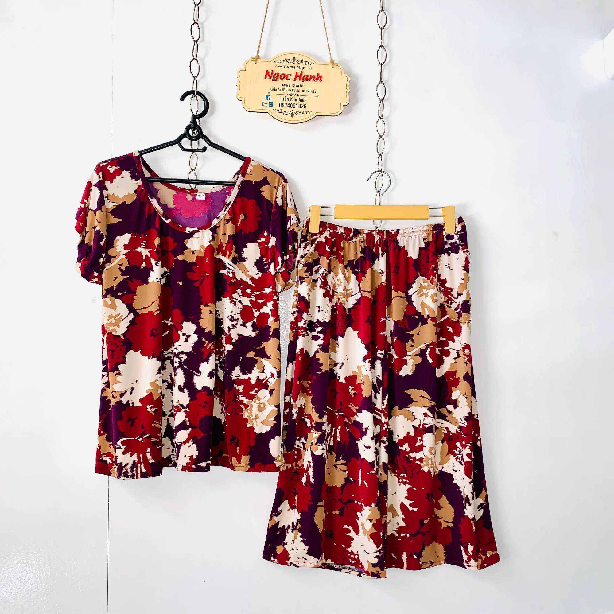 Đồ bộ nữ ống rộng size lớn, vải thun cát hàn cao cấp.