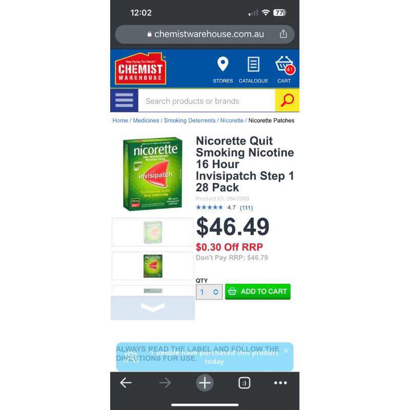 Miếng dán Nicorette Invisipatch 25mg Step 1 - hộp 7 miếng