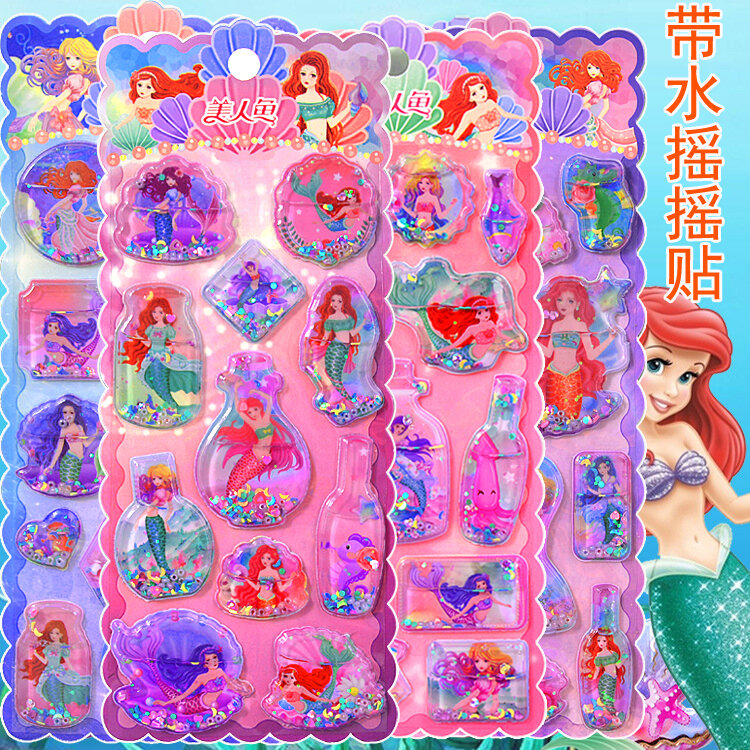 Thay Quần Áo Công Chúa Nàng Tiên Cá Hoạt Hình Bé Gái Thay Quần Áo Dán Bong Bóng Lập Thể Dán Quần Áo Đồ Chơi Trẻ Em