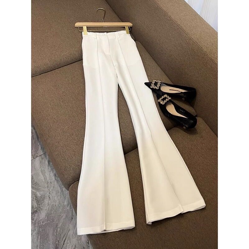 Set vest blazer màu trắng quần ống loe