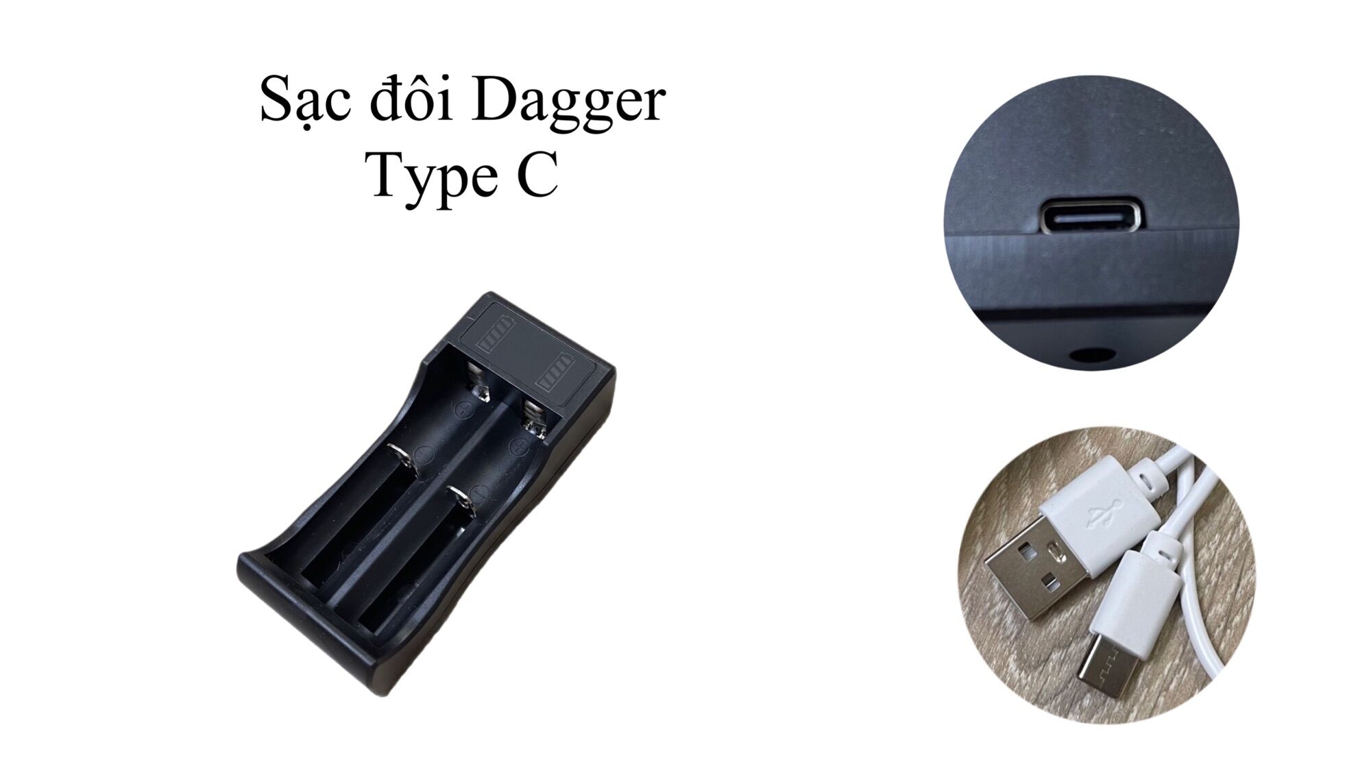 [HCM]Sạc đôi type C Dagger chính hãng