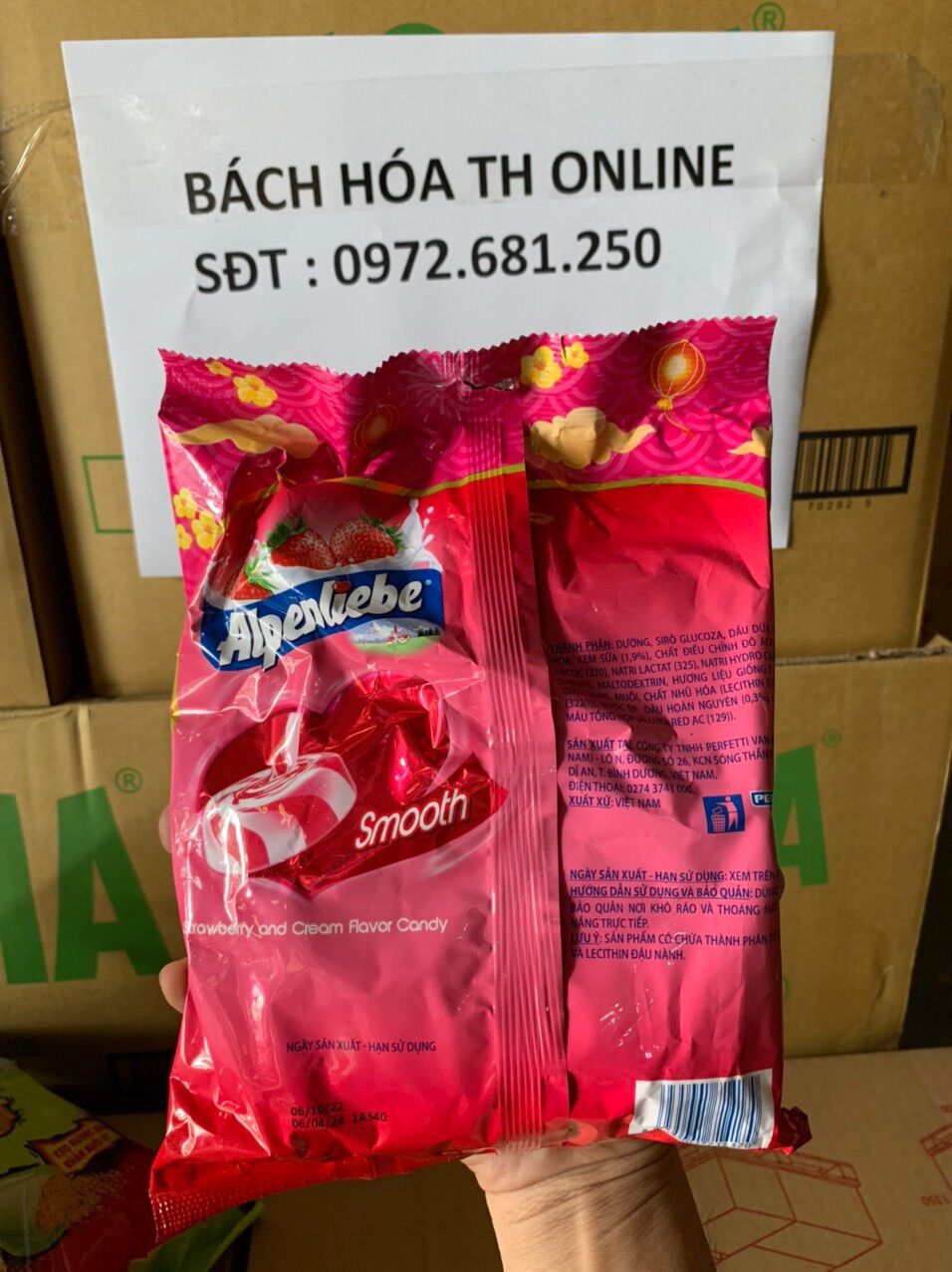 Kẹo Alpenlibe hương dâu gói trung 304,5g -87 viên