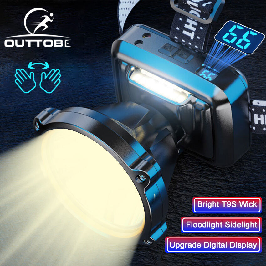 Outtobe Headlamps LED Headlight Digital Display Super Bright Headlamp