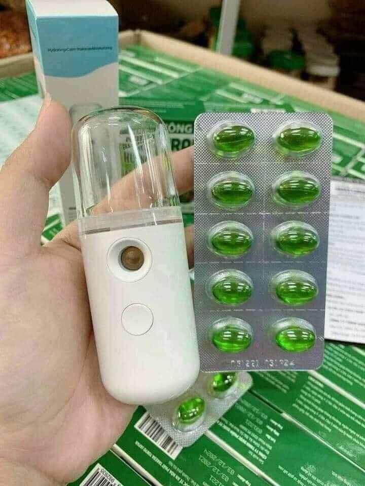 Combo máy xông mặt mini + máy hút mụn mini cầm tay