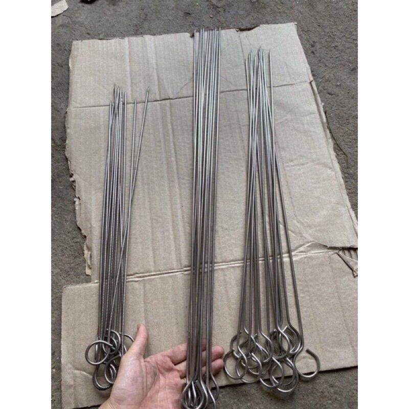 Combo 10 que xiên thịt inox cao cấp dài 50 phân; 60 phân; 70 phân phi 4 li