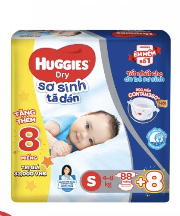 Tã dán huggies S88+4 mẫu mới