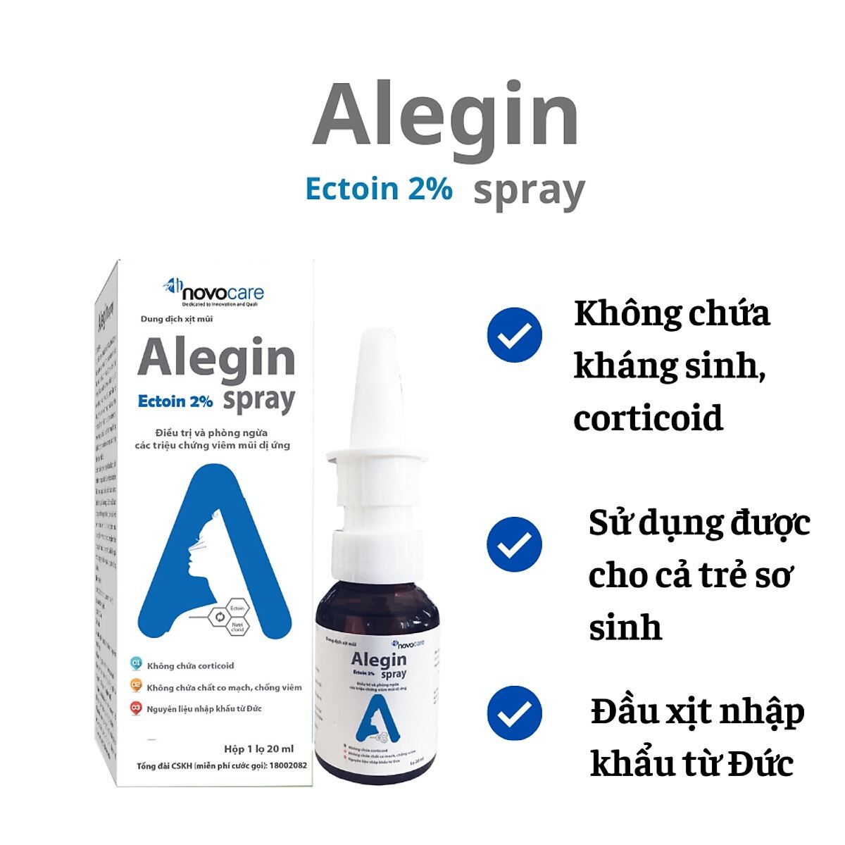 Alegin 20ml - Xịt viêm mũi dị ứng, không chứa chất co mạch