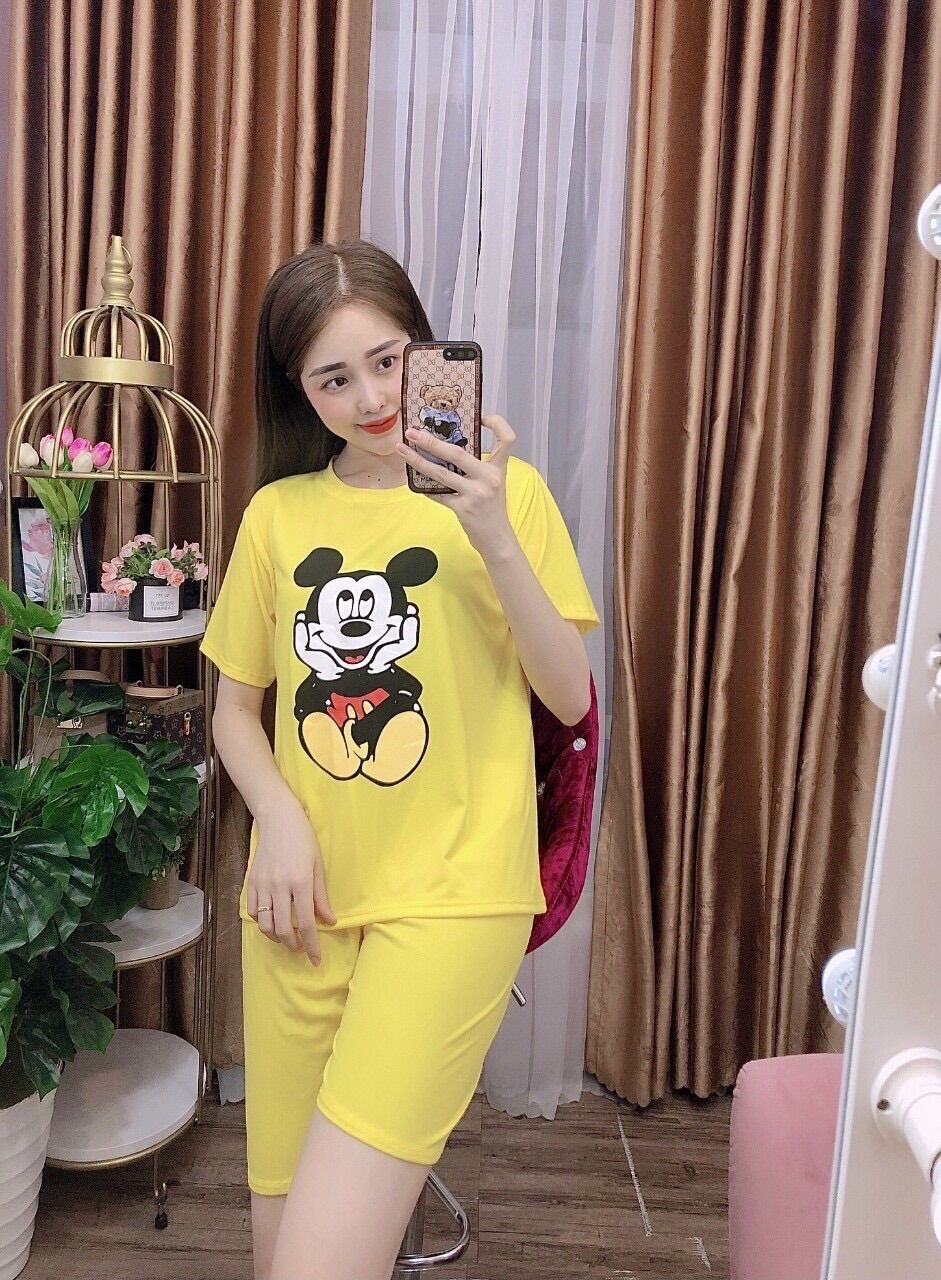 Đồ bộ nữ ngố, bộ lửng, đồ bộ Mickey nữ đồ bộ đùi, đồ mặc nhà bộ đi chơi dạo phố đẹp dễ thương