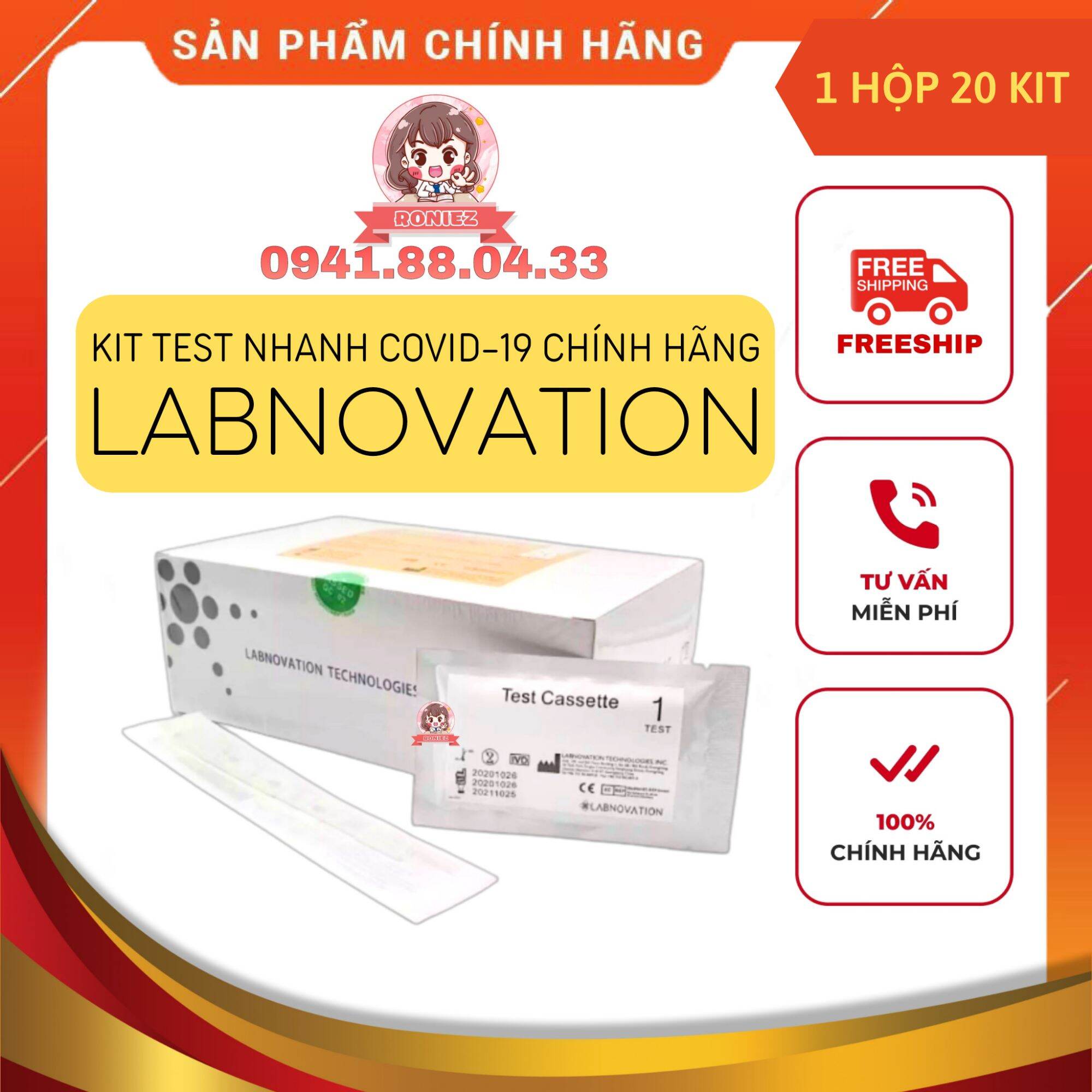 1 hộp 20 bộ kit test nhanh covid 19 labnovation công nghệ đức