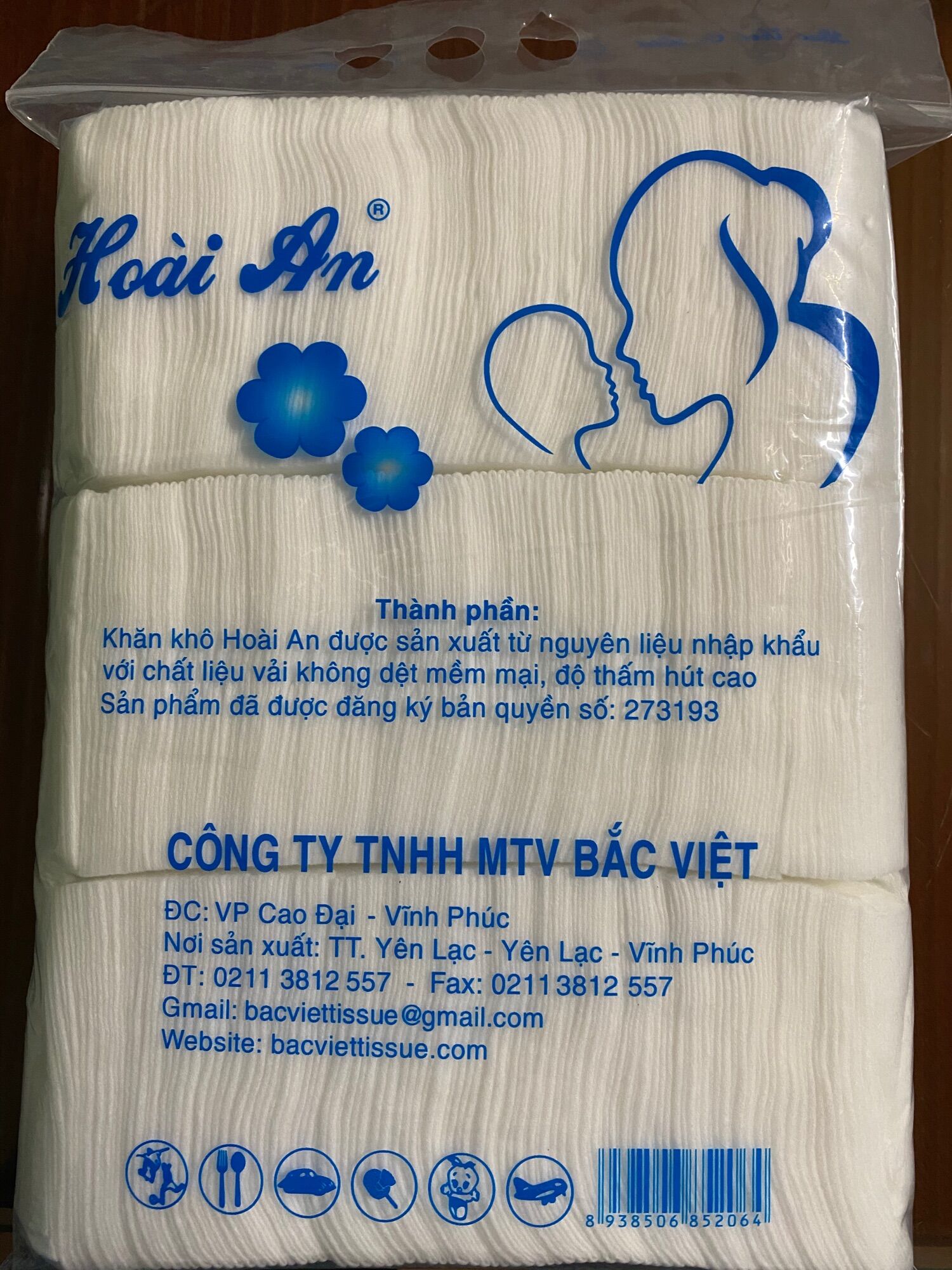 Khăn vải khô đa năng hoài an 300 tờ. combo 5 gói
