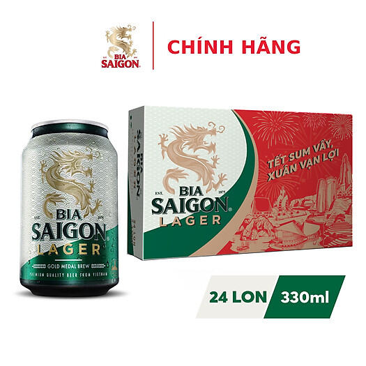 thùng 24lon bia Sài Gòn xanh 330ml đậm chất thơm ngon được làm từ lúa mạch nha với hoa bia lên men tự nhiên thơm ngon tuyệt đỉnh