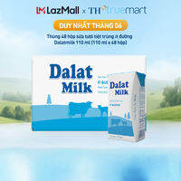 Thùng 48 hộp sữa tươi tiệt trùng Dalatmilk ít đường 110 ml (110 ml x 48)
